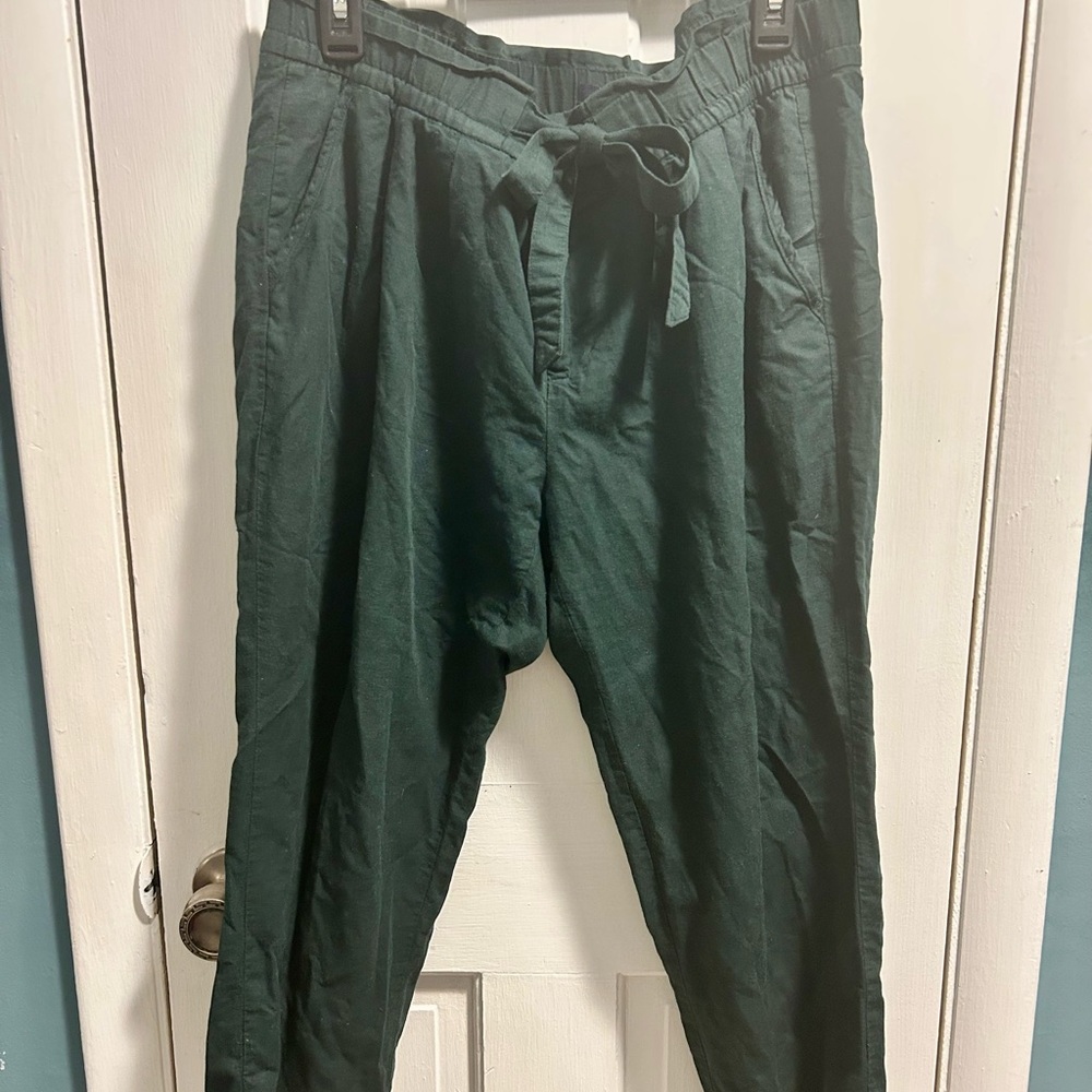 GAP Green Relaxed Fit tie waist casual pants
